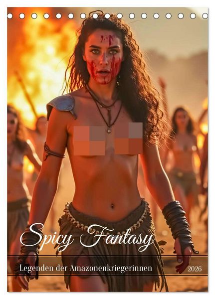 Spicy Fantasy - Legenden der Amazonenkriegerinnen (Tischkalender 2026 DIN A5 hoch), CALVENDO Monatskalender