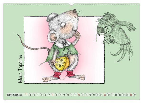 Produktbild: Kater Mizzimo und seine Freunde (hochwertiger Premium Wandkalender 2026 DIN A2 quer), Kunstdruck in Hochglanz