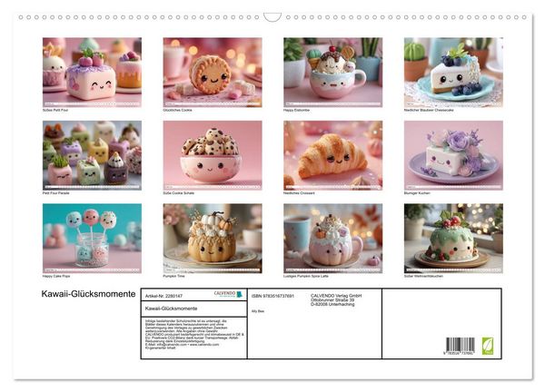 Produktbild: Kawaii-Gl&uuml;cksmomente (Wandkalender 2026 DIN A2 quer), CALVENDO Monatskalender