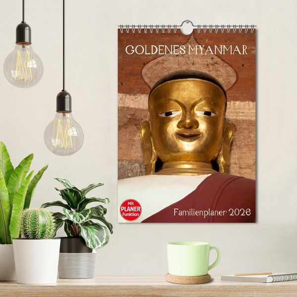 Produktbild: Goldenes Myanmar - Familienkalender 2026 (Wandkalender 2026 DIN A4 hoch), CALVENDO Monatskalender
