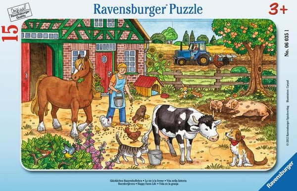 Produktbild: Rahmenpuzzle Ravensburger Gl&uuml;ckliches Bauernhofleben 15 Teile