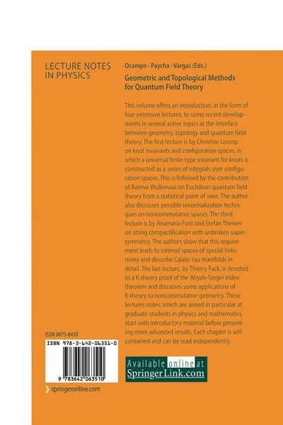 Produktbild: Geometric and Topological Methods for Quantum Field Theory