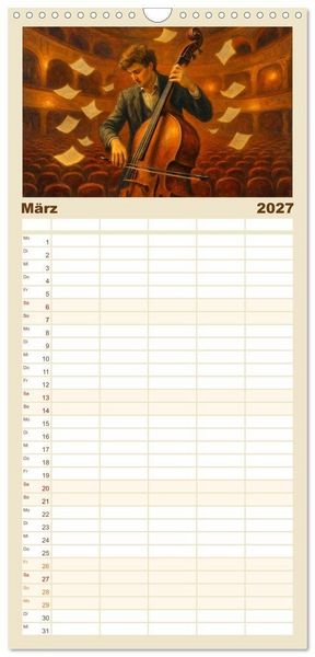 Produktbild: Familienplaner 2027 - Im Zauber der Musik - Romantische Kunstwerke zwischen Klang und Farbe mit 5 Spalten (Wandkalender, 21 x 45 cm) CALVENDO