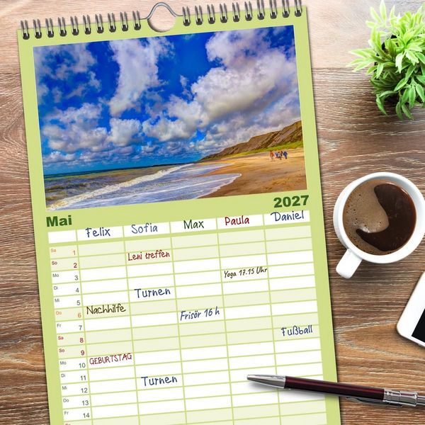 Produktbild: Familienplaner 2027 - Sehnsucht D&auml;nemark - Danmark mit 5 Spalten (Wandkalender, 21 x 45 cm) CALVENDO