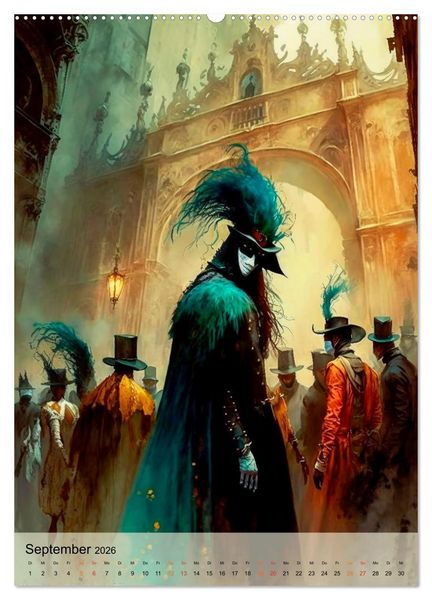 Produktbild: Venedig Karneval (Wandkalender 2026 DIN A2 hoch), CALVENDO Monatskalender