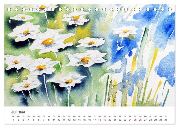 Produktbild: Bl&uuml;tenduft Aquarelle (Tischkalender 2026 DIN A5 quer), CALVENDO Monatskalender