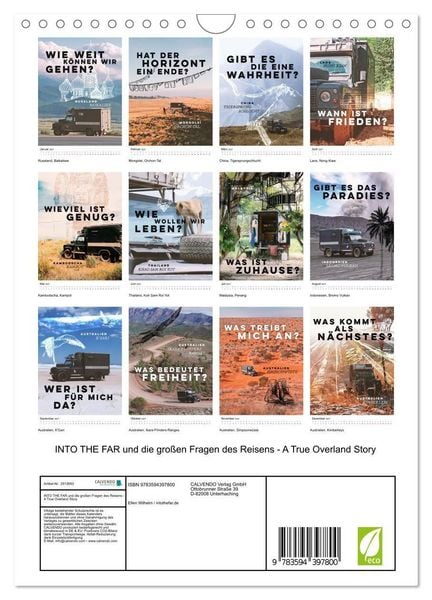Produktbild: INTO THE FAR und die gro&szlig;en Fragen des Reisens - A True Overland Story (Wandkalender 2027 DIN A4 hoch), CALVENDO Monatskalender