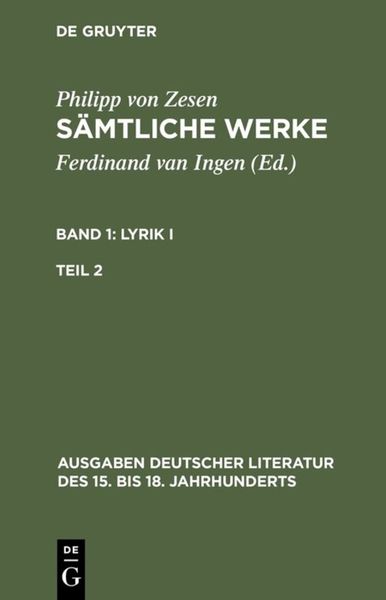 Produktbild: Lyrik I. Zweiter Teil