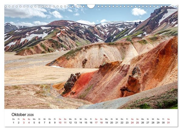 Produktbild: Island, Landmannalaugar: Regenbogenberge (Wandkalender 2026 DIN A3 quer), CALVENDO Monatskalender