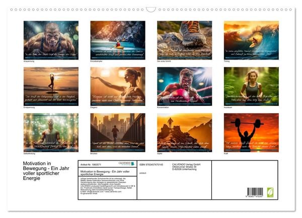 Produktbild: Motivation in Bewegung - Ein Jahr voller sportlicher Energie (Wandkalender 2026 DIN A2 quer), CALVENDO Monatskalender