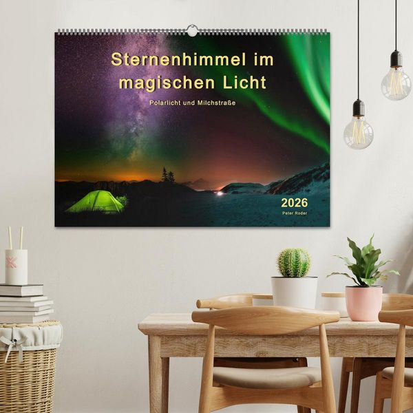 Produktbild: Sternenhimmel im magischen Licht - Polarlicht und Milchstra&szlig;e (Wandkalender 2026 DIN A2 quer), CALVENDO Monatskalender