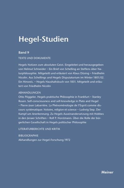 Produktbild: Hegel-Studien Band 9