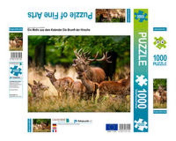 CALVENDO Puzzle Ein Motiv aus dem Kalender Die Brunft der Hirsche 1000 Teile Puzzle quer | 1000 Teile Lege-Größe 64 × 48 cm Foto-Puzzle für glückliche Stunden