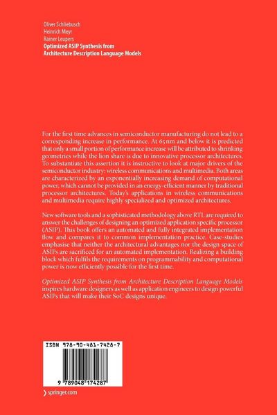 Produktbild: Optimized ASIP Synthesis from Architecture Description Language Models