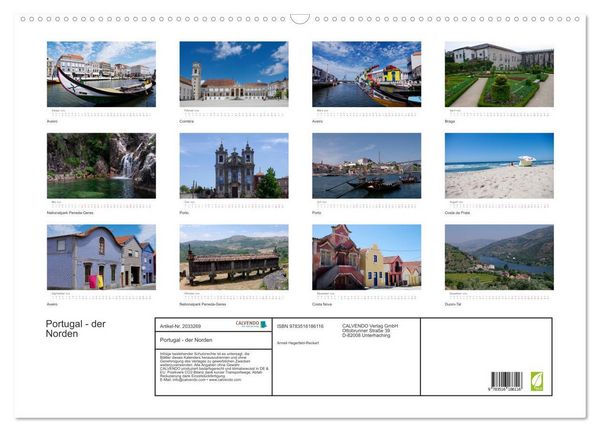 Produktbild: Portugal - der Norden (Wandkalender 2026 DIN A2 quer), CALVENDO Monatskalender