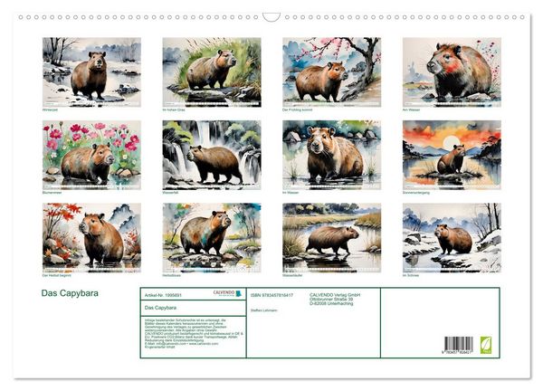 Produktbild: Das Capybara (Wandkalender 2026 DIN A2 quer), CALVENDO Monatskalender