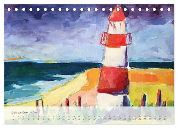 Produktbild: Gemalter K&uuml;stenzauber - Mit Pinsel und Farbe entlang der deutschen K&uuml;ste (Tischkalender 2026 DIN A5 quer), CALVENDO Monatskalender