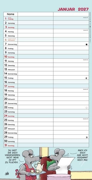 Produktbild: Uli Stein Timer f&uuml;r zwei 2027: Monatskalender f&uuml;r die Wand