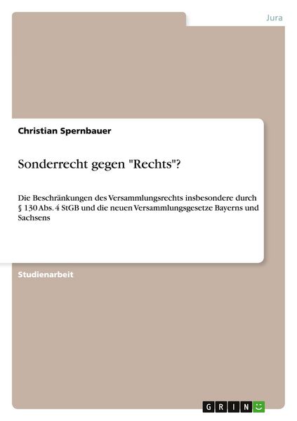 Produktbild: Sonderrecht gegen "Rechts"?