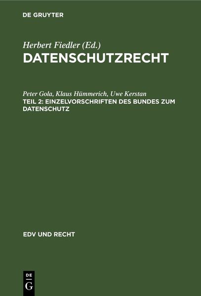 Produktbild: Datenschutzrecht / Einzelvorschriften des Bundes zum Datenschutz