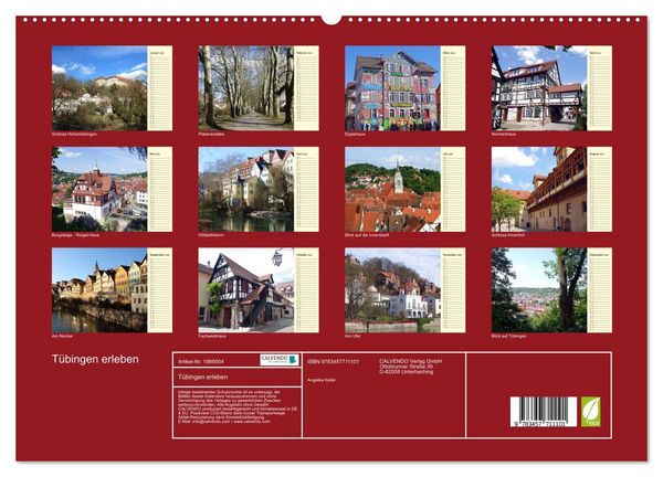 Produktbild: T&uuml;bingen erleben (hochwertiger Premium Wandkalender 2026 DIN A2 quer), Kunstdruck in Hochglanz