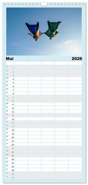 Produktbild: Familienplaner 2026 - Base Jumping Adrenalin- Kick mit 5 Spalten (Wandkalender, 21 x 45 cm) CALVENDO