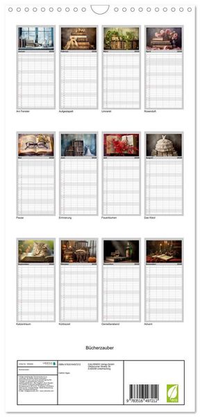 Produktbild: Familienplaner 2026 - B&uuml;cherzauber mit 5 Spalten (Wandkalender, 21 x 45 cm) CALVENDO