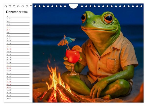 Produktbild: Frosch am Strand - Sommer, Sonne, gr&uuml;ne Haut (Wandkalender 2026 DIN A4 quer), CALVENDO Monatskalender