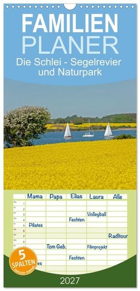 Produktbild: Familienplaner 2027 - Die Schlei - Segelrevier und Naturpark mit 5 Spalten (Wandkalender, 21 x 45 cm) CALVENDO