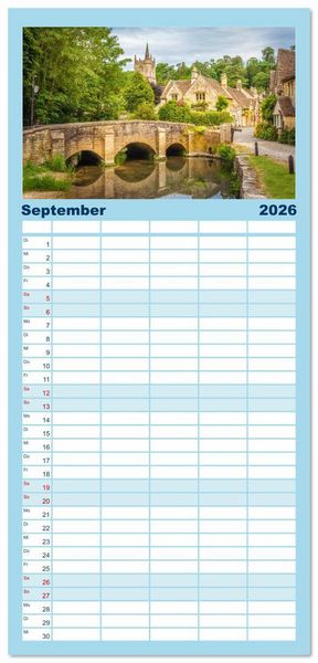 Produktbild: Familienplaner 2026 - Eine Reise durch S&uuml;dengland mit 5 Spalten (Wandkalender, 21 x 45 cm) CALVENDO