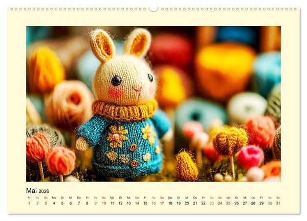Produktbild: Flauschiger Bauernhof. Gestrickte Tierchen f&uuml;r Herz und Seele (hochwertiger Premium Wandkalender 2026 DIN A2 quer), Kunstdruck in Hochglanz