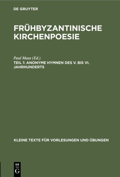 Produktbild: Anonyme Hymnen des V. bis VI. Jahrhunderts