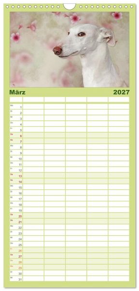 Produktbild: Familienplaner 2027 - Der Windhundekalender mit 5 Spalten (Wandkalender, 21 x 45 cm) CALVENDO
