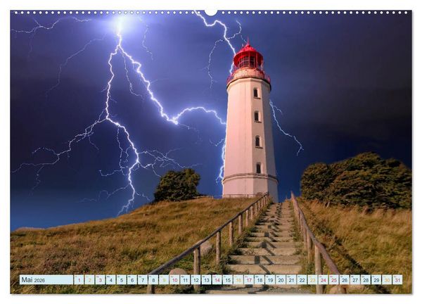 Produktbild: Leuchtturm Gewitter (Wandkalender 2026 DIN A2 quer), CALVENDO Monatskalender