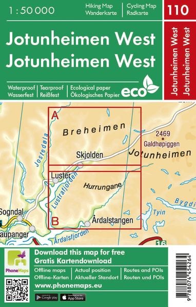 Produktbild: Jotunheimen West, Wander - Radkarte 1 : 50 000