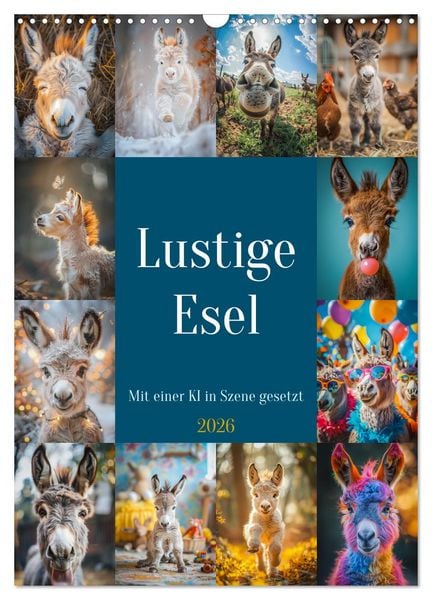 Produktbild: Lustige Esel (Wandkalender 2026 DIN A3 hoch), CALVENDO Monatskalender