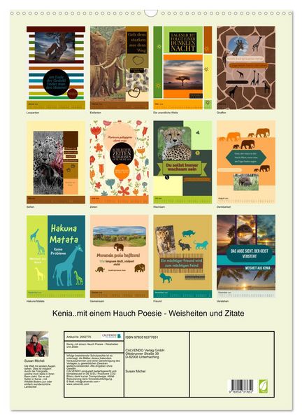 Produktbild: Kenia..mit einem Hauch Poesie - Weisheiten und Zitate (Wandkalender 2026 DIN A2 hoch), CALVENDO Monatskalender
