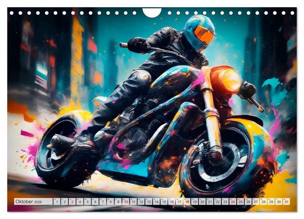 Produktbild: Coole KI-generierte MOTORR&Auml;DER (Wandkalender 2026 DIN A4 quer), CALVENDO Monatskalender