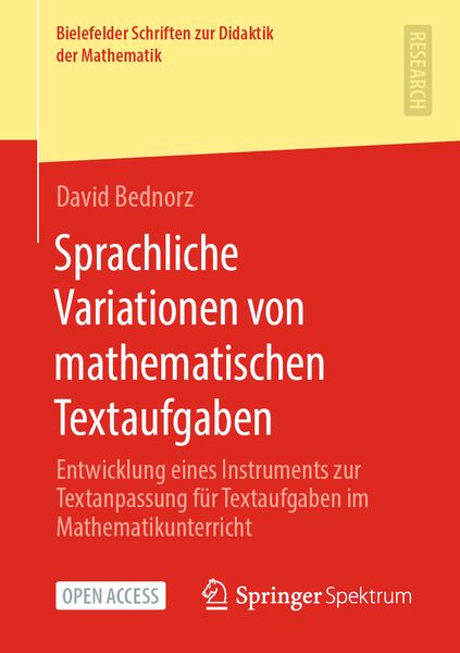 Sprachliche Variationen von mathematischen Textaufgaben, Taschenbuch von David Bednorz, Springer Fachmedien Wiesbaden GmbH, 9783658330026