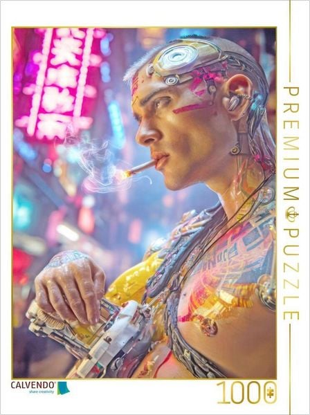 CALVENDO Puzzle Cyberpunk Neonwelt | 1000 Teile Lege-Größe 64x48cm Foto-Puzzle für glückliche Stunden