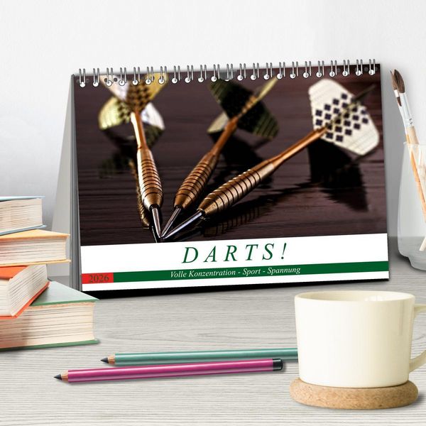 Produktbild: Darts. Konzentration - Sport - Spannung (Tischkalender 2026 DIN A5 quer), CALVENDO Monatskalender