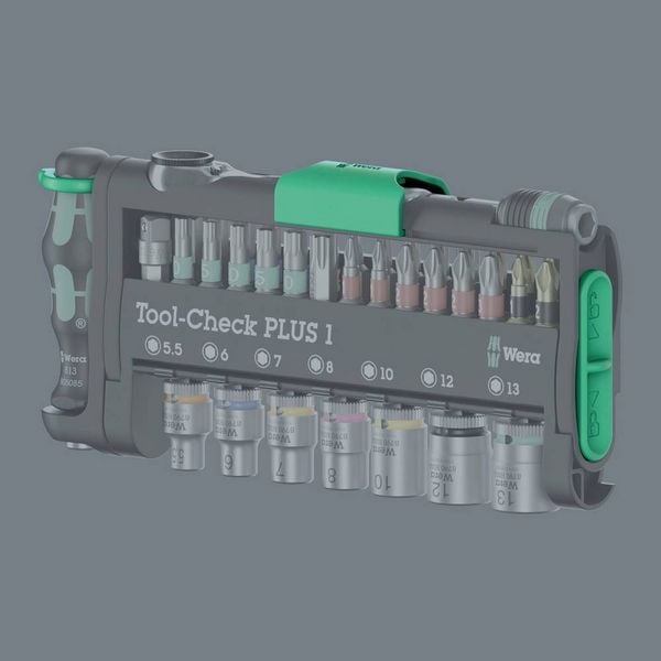 Produktbild: Wera Tool-Check PLUS 1 05049055001 Bit-Set 39teilig Schlitz, Kreuzschlitz Phillips, Kreuzschlitz Pozidriv, Innen-Sechskant, Innen-TORX, TORX BO