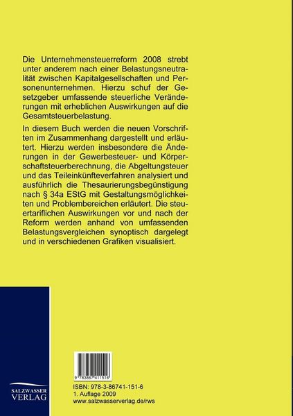Produktbild: Die Unternehmensteuerreform 2008