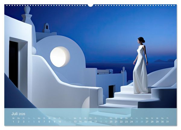 Produktbild: Santorini, Griechenland -Romatische Abendstimmung- (hochwertiger Premium Wandkalender 2026 DIN A2 quer), Kunstdruck in Hochglanz
