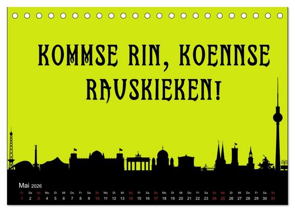 Produktbild: Berliner Mundart (Tischkalender 2026 DIN A5 quer), CALVENDO Monatskalender