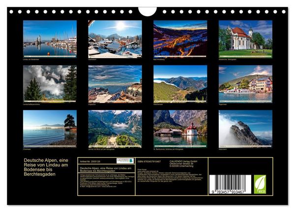 Produktbild: Deutsche Alpen, eine Reise von Lindau am Bodensee bis Berchtesgaden (Wandkalender 2026 DIN A4 quer), CALVENDO Monatskalender