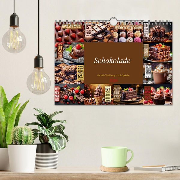 Produktbild: Schokolade - die s&uuml;&szlig;e Verf&uuml;hrung - coole Spr&uuml;che (Wandkalender 2026 DIN A4 quer), CALVENDO Monatskalender