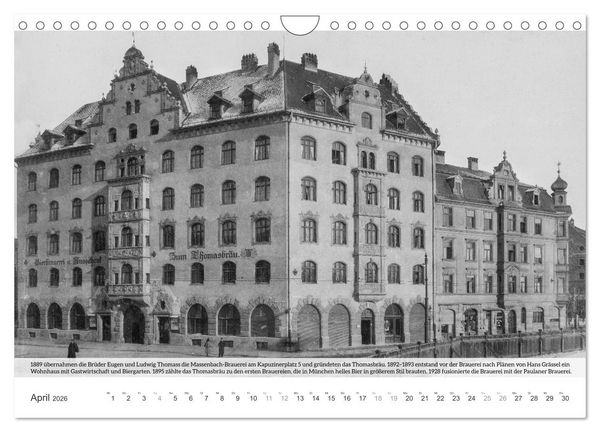 Produktbild: Historisches M&uuml;nchen - Alte M&uuml;nchner Brauereien, Brauh&auml;user und Bierpal&auml;ste (Wandkalender 2026 DIN A4 quer), CALVENDO Monatskalender
