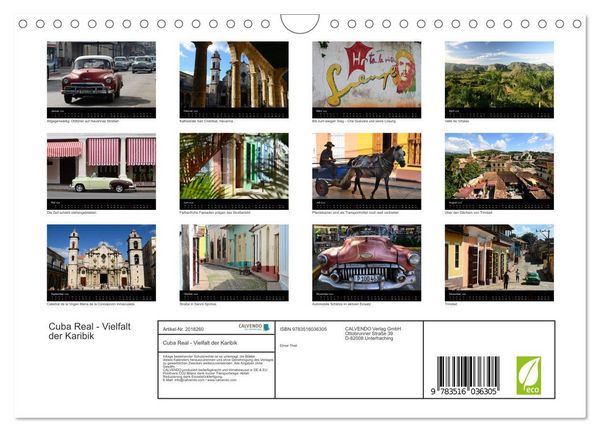 Produktbild: Cuba Real - Vielfalt der Karibik (Wandkalender 2026 DIN A4 quer), CALVENDO Monatskalender