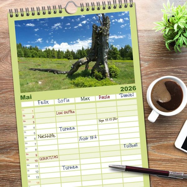 Produktbild: Familienplaner 2026 - Bayerischer Wald - der Osten Bayerns mit 5 Spalten (Wandkalender, 21 x 45 cm) CALVENDO